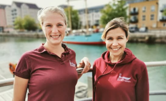 Skye Ramell and Kelly Steed, founders of Severn Physiotherapy, by Portishead harbour